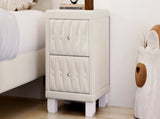Elegant Velvet Nightstand with 2 Drawers and Crystal Handle, Storage Bedside Table with 88875588