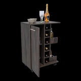 Bar Cart, Two External Shelves, Four Casters, Six Built-in Wine Rack, Single Door Cabinet -Espresso B20091825