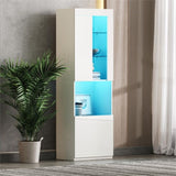 ON-TREND High Gloss Storage Cabinet with LED Lights, 67" Tall Pantry Cabinet with Acrylic Door, N721P192842K