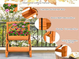 2-Tier Solid Fir Wood Raised Garden Bed with Trellis Cylindrical Planter Box for Climbing Plants 05049323