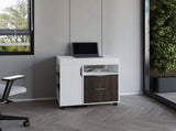 Extendable Desk, 2 Drawers, 4 Shelves, 4 Wheels B097P296841