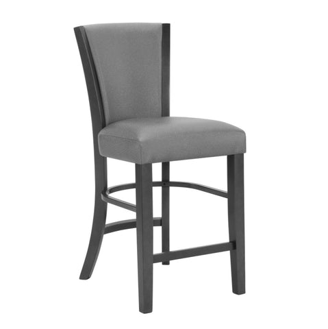 ZUN 2pc Contemporary Glam Upholstered Counter Height Dining Side Chair Padded Plush Gray Fabric B011P151403