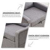 011-Linen Fabric 360&deg Swivel Accent Chair with Upholstered,One Back Pillow,Armrest with Rivets W527P190830
