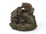 24.75" High CALLAN FOUNTAIN Weather Resistant Floor Fountain with Light, Light Brown Moss 71777.00LM