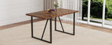 A minimalist retro rectangular dining table with a specially textured top and black metal W1151P240748
