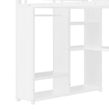 Queen Size Loft Bed Frame with Built-in Wardrobe, Metal Loft Bed with Desk and Storage Shelves, 31510128