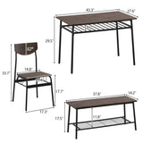 ZUN 6-Piece Modern Dining Set for Home, Kitchen, Dining Room with Storage Racks, Rectangular Table, 49001762