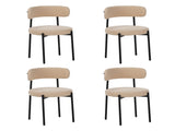 Medieval modern dining chair set, 4 pieces, round seat cushions, black metal legs, curved back 45820409