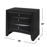 Wooden Nightstand with 2 Drawers and 1 Tray in Black Finish B016P252896