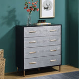 ZUN Black and Silver 4-Drawer Chest B062P209044