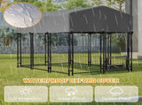 Dog Kennel Outdoor with Roof, 4.23'x5.82'x4.83' Welded Wire Enclosure, Heavy Duty Dog Crate with W2505P380965