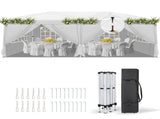 10'x20' Instant Pop Up Canopy Tent White, 6 Side Panels 2 Doors 4 Mesh Windows, 28/22mm Powder 16932218