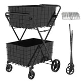 Extra Jumbo Shopping Cart,2 Layers Grocery Cart on Wheels, Foldable Utility Shopping Carts with 41132603