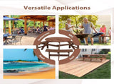 6-Person Outdoor Circular Wooden Picnic Table with 3 Built-in Benches for Patio Backyard Garden, 12154175
