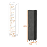 ZUN Brett Smokey Oak 3 Broom Hangers Tall Storage Cabinet B062P175168