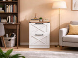 Farmhouse Vertical Printer Stand with X Pattern, 2-Drawer Storage Cabinet Fits Letter Files, White 44688621
