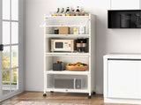 5-Tier Rolling Microwave Stand Flip Dust-Proof Doors 4 Casters with Brakes Kitchen Storage Rack 71337506