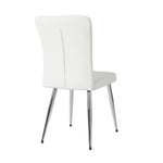 ZUN Modern white PU dining chair, cloth upholstered chair, electroplated metal chair legs, suitable for W210P224292