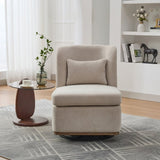 25.2 "Wide Modern Chenille Cushioned Armless Metal Base 360&deg Swivel Chair with Pillow, Suitable for W3118P253946