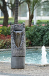 ZUN 15.5x15.5x48" Large Contemporary Outdoor Water Fountain with Light, Unique Gray Waterfall Fountain W2078125227