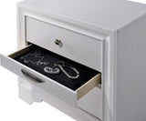 Contemporary 1pc Nightstand White Finish Silver Accents Hidden Jewelry Drawer Nickel Round Knob B011P145825