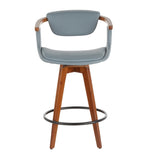 Oracle Mid-Century Modern Counter Stool in Walnut Bamboo and Grey Faux Leather by LumiSource B202P222094