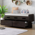 ZUN TREXM Rustic Storage Bench with 2 Drawers, Hidden Storage Space, and 3 False Drawers at the Top, WF323695AAP