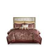 12 Piece Comforter Set with Cotton Bed Sheets Red King B035128827