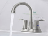 Bathroom Faucet Brushed Nickel, 4" 2-Handle centerset basin faucet with Pop-up Drain & Supply Lines 03176682