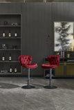 Set of 2 Bar Stools with powder Footrest and Base Swivel Height Adjustable Mechanical Lifting Velvet W1249P253957