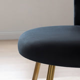 Modern Velvet Dining Chairs Set of 2, Woven Dining Chair with Golden Metal Legs, W1117P180621