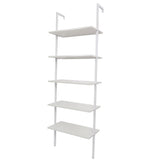 5-Shelf Wood Ladder Bookcase with Metal Frame, Industrial 5-Tier Modern Ladder Shelf Wood 70392764