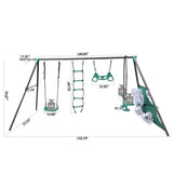 XNS076 blackish green interesting four function swingset with face to face metal plastic safe swing W1711110906