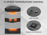 Rectangular Heated Sleeping Bag, Lightweight Sleeping Bag with Multi USB Powered Heating Pads, 55023846