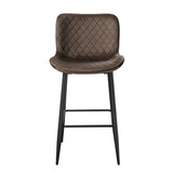 Set of 2 Pub Height Chairs Brown Velvet Upholstery Modern Casual Dining Furniture Metal Legs, B011P234282