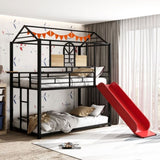 ZUN Twin Over Twin Metal Bunk Bed ,Metal Housebed With Slide,Three Colors Available. 66151708
