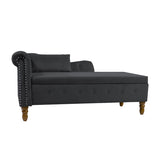 Black Chaise Lounge Indoor,Velvet Lounge Chair for Bedroom with Storage & Pillow,Modern Upholstered W1170100898