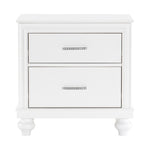 ZUN Modern Bedroom Two Drawers Nightstand 1pc White Finish Acrylic Crystal Drawers Wooden B011111261