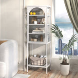 Metal Glass Door Display Storage Cabinet - 5-Tier Cube Bookshelf Storage Cabinet with 3 Adjustable W2735P186328
