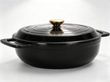 Cast iron 7.5QT cooking pot - Pure black - includes two silicone gloves - Enamel pot 77846550