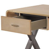Gold Aluminum and Grey Writing Desk with X Shape Metal Base B062P184563
