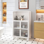 ZUN 45.28" H Cabinet, Bathroom Floor Cabinet with Glass Door and Shelves, Freestanding Display W757P205953