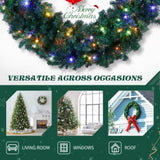 60in Pre-lit Christmas Wreath, Lighted Artificial Xmas Wreath with 220 Warm & Multi-color Lights and 16380976