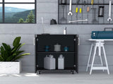 Multistorage Cabinet 35" H, two doors, two interior shelves, four wheels, Black B097133012