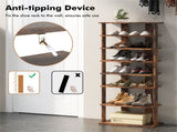 7-Tier Double-Row Shoe Rack with Adjustable Shelves, Anti-Tipping Narrow Storage Rack for Entryway 00173221