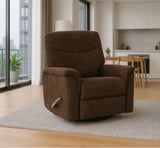 Man Wah Cozy Upholstered Swivel Recliner, Chocolate B2707P311420
