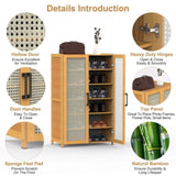 6-Tier Shoe Cabinet with Bamboo Shoe Rack Freestanding Shoe Organizer with 2 Hollow Doors and 57089527
