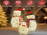 3Pcs Christmas Snowman Family Light Up Decor, 2D Plush Snowmen Set with 8 Light Modes, Battery 80911903
