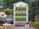 4 Tier Mini Greenhouse with PE Cover & Roll-Up Zipper Door, Portable Waterproof Greenhouse for 11350869