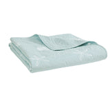 4 Piece Cotton Reversible Embroidered Quilt Set with Throw Pillow Aqua King/Cal King B03595791